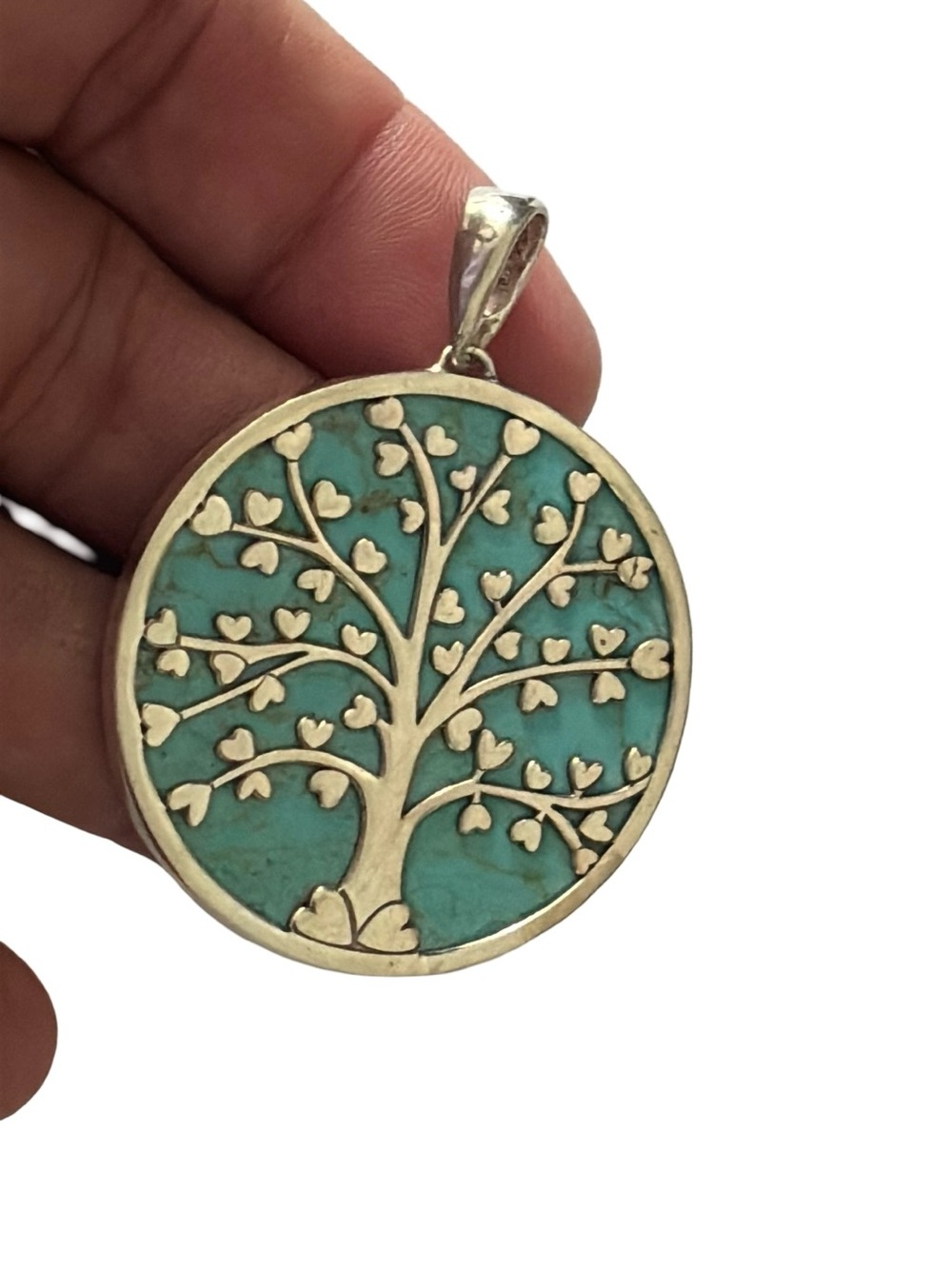 ATI Sterling Silver Turquoise Tree of Life Pendant